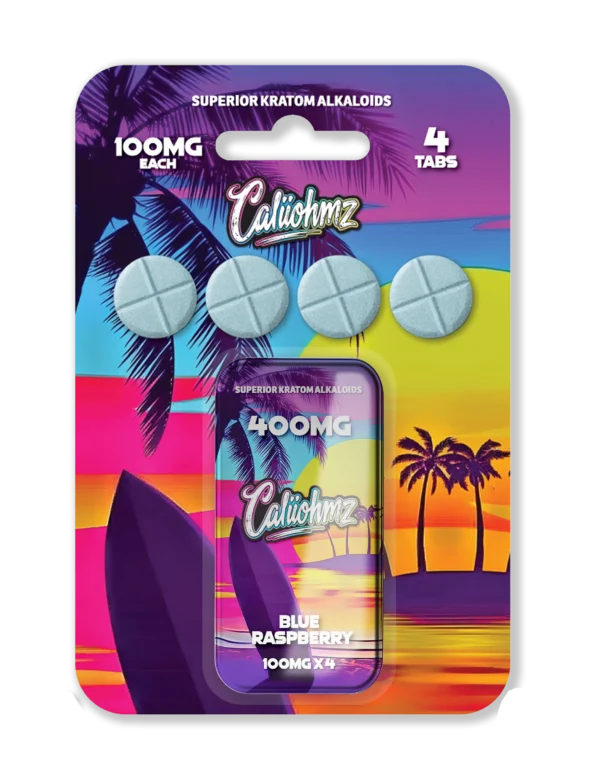 Caliiohmz 400MG Blue Raspberry Kratom Tablets - 4 Tabs