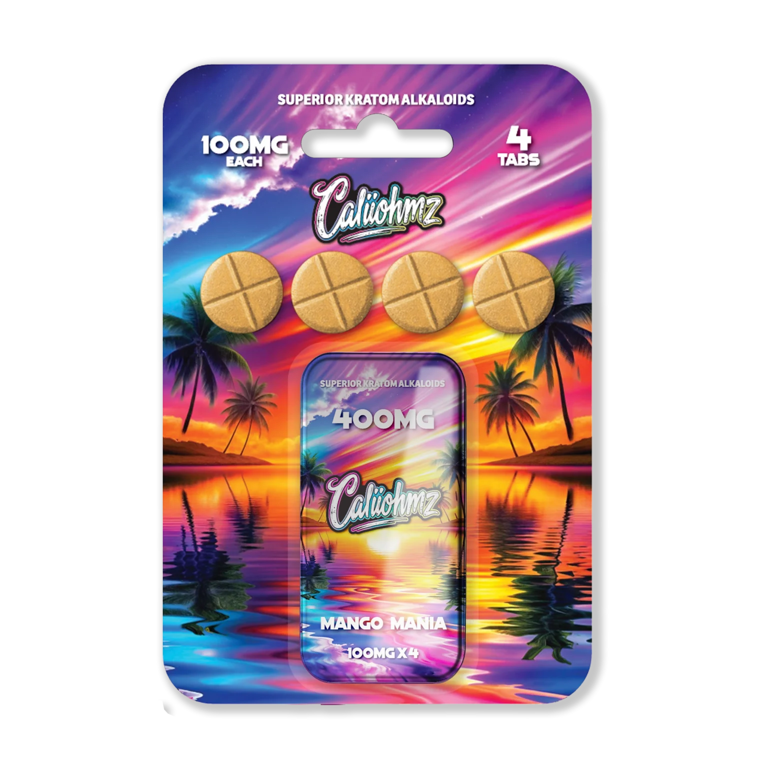 Caliiohmz 400MG Mango Mania Kratom Tablets - 4 Tabs