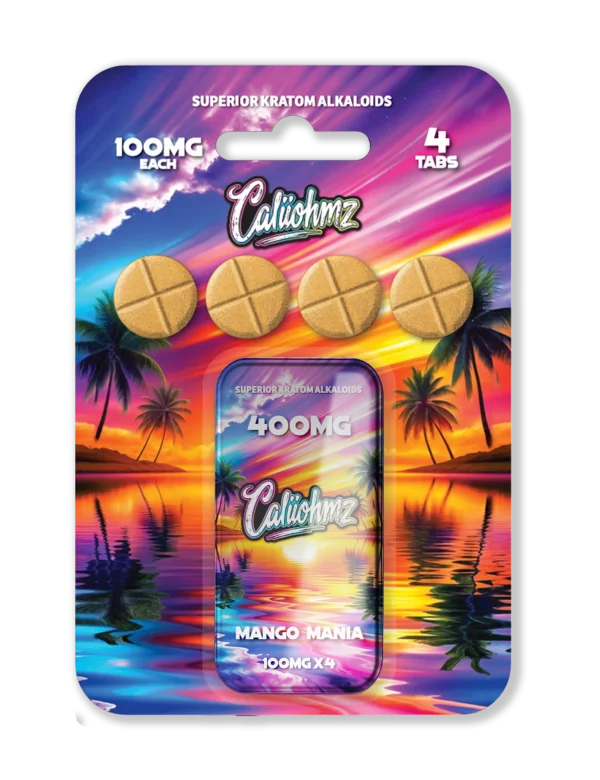 Caliiohmz 400MG Mango Mania Kratom Tablets - 4 Tabs