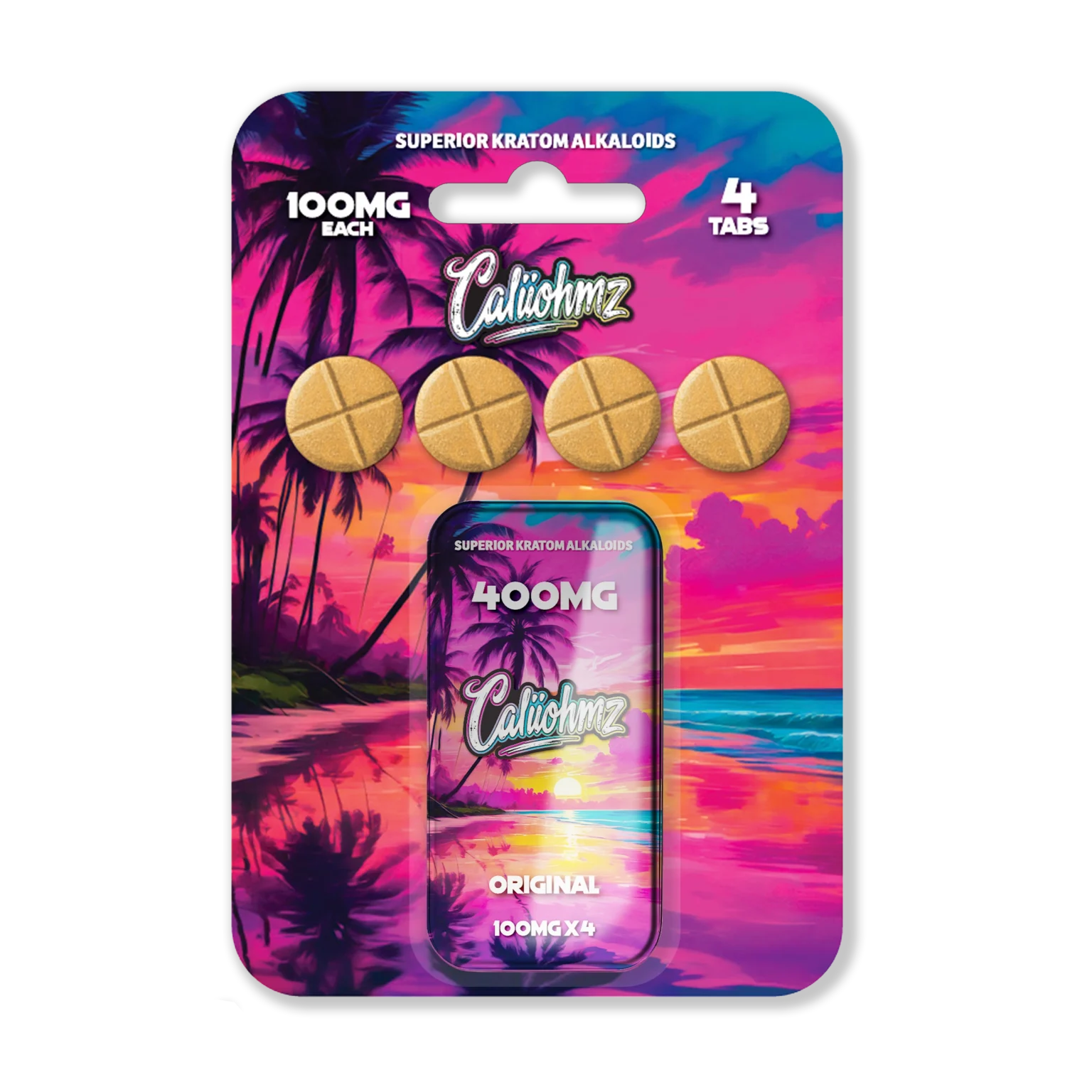 Caliiohmz 400MG Original Kratom Tablets - 4 Tabs