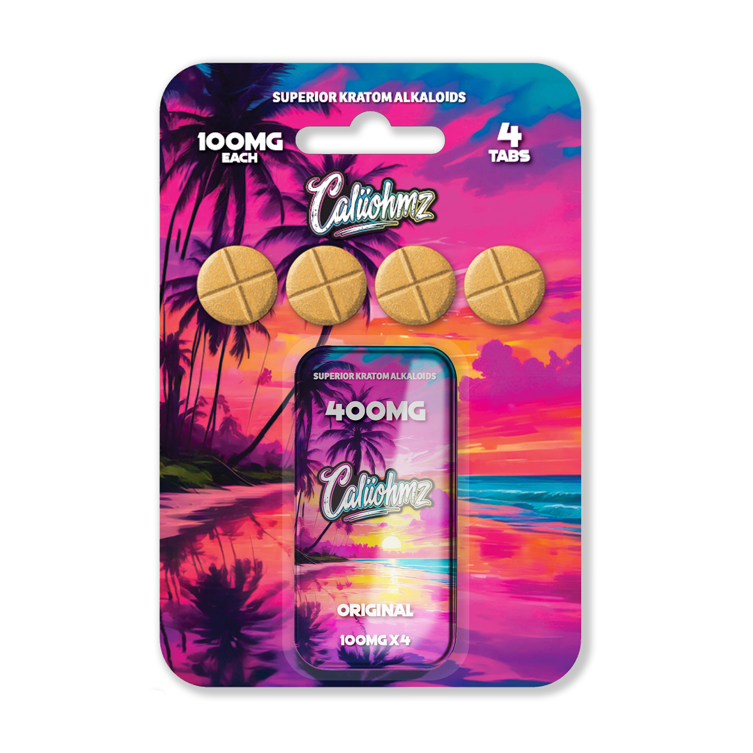 Caliiohmz 400MG Original Kratom Tablets - 4 Tabs