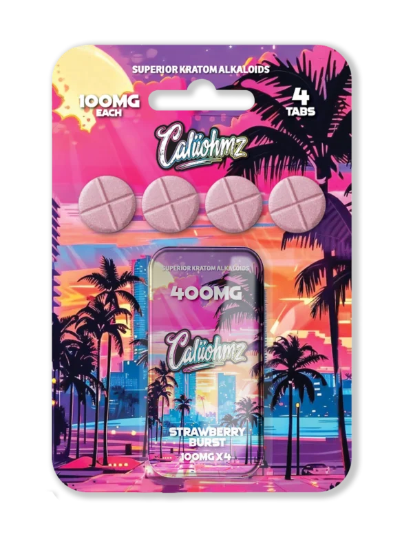 Caliiohmz 400MG Strawberry Kratom Tablets - 4 Tabs